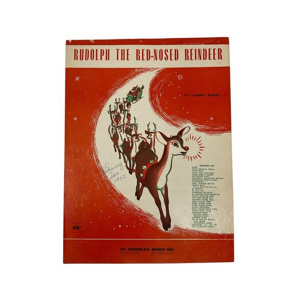 Rudolph The Red Nosed Reindeer Sheet Music Johnny Marks Christmas Holiday - Picture 1 of 6